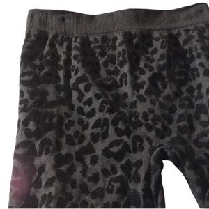 Connection 18 size Lg-XL black fleece lined leopard flocked leggings or tights